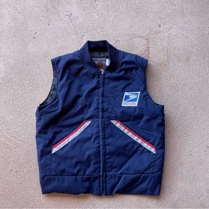 USPS Vest Mens Small Blue Post Office Jacket Lined Vintage Employee Uniform